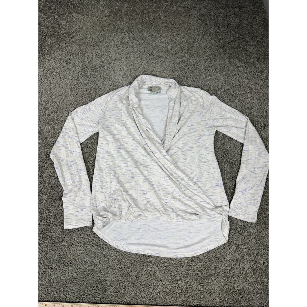 Saturday/Sunday Anthropologie Shirt Womens Medium White Stripe Surplice Top